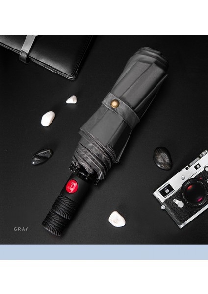 Erkekler Için Şemsiye Rüzgar Geçirmez Golf Şemsiyeleri, Seyahat Kompakt Otomatik Açma/kapama Katlanır Şemsiye, 8 Kaburgalı, Vintage Ahşap Saplı, Teflon Kaplama (Yurt Dışından)