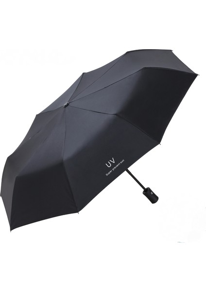 Otomatik Uv-Siyah Şemsiye Uv Koruma Vinil Güneş Koruyucu Güneşlik Erkek ve Kadın Üç Katlı Şemsiye Güneş Koruyucu Şemsiye (Yurt Dışından)