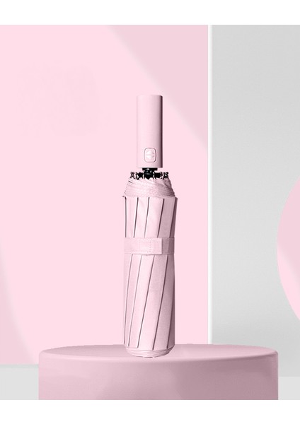 Otomatik Katlanır Şemsiye Ağır Yağmur Güneş Koruyucu Çift Kullanımlı Güneş Koruyucu Uv Koruma Güneş Şemsiyesi Şemsiye Mercan Tozu (Yurt Dışından)