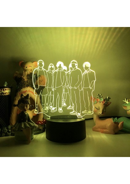 3D LED Gece Işık Bts Şarkıcı Gençlik Ligi 3D Illusion Lamba Hayranlar Için Uzaktan Kumanda Yatak Odası Dekoru --- Stil B1 (Siyah Koltuk) (Yurt Dışından)