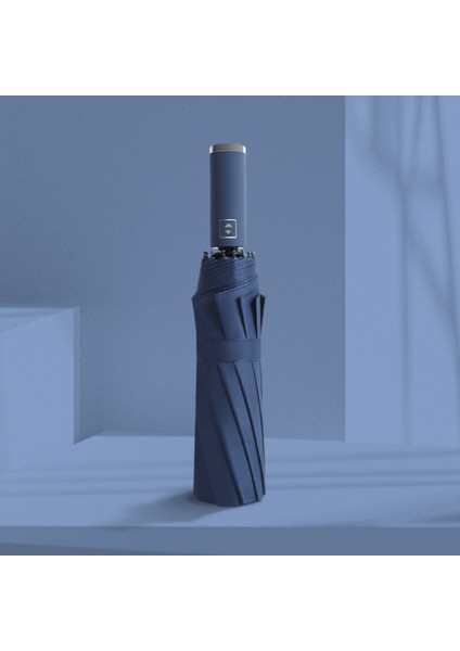 Güneş Korumalı ve Yağmurlu Otomatik Aç Kapanır Suya Dayanıklı Seyahat Katlanır Şemsiye - Koyu Mavi (Yurt Dışından)