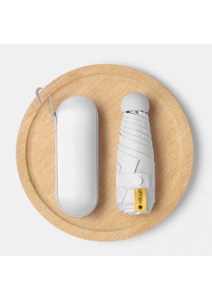 Çanta Için Mini Şemsiye - Küçük Kompakt Uv Şemsiye Koruma Güneş Cebi Hafif Şemsiye --- Ay Işığı Beyaz (Yurt Dışından)