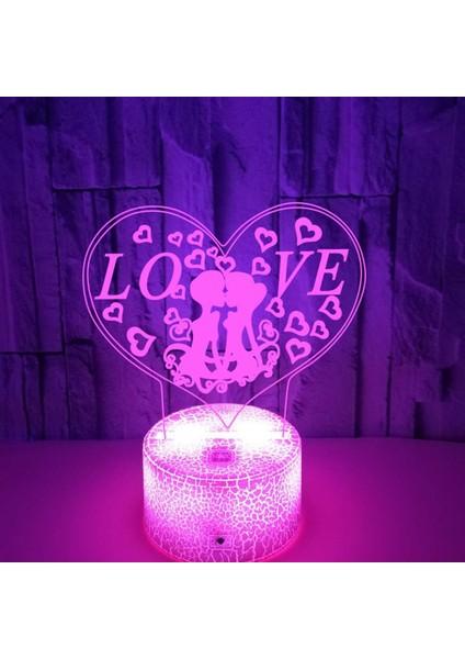Love 3D Gece Ht Işık Ht 3D Illusion Akrilik Lamba Görsel Gece Ht Işık Sevgililer Günü Için Itiraf Işığı --- Çatlak Koltuk (Yurt Dışından)