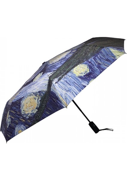 Tam Otomatik Van Gogh Dış Baskı Şemsiye Van Gogh Karikatür Güneş Şemsiyesi Erkek ve Kadın Otomatik Şemsiye Üç Kat Güneşli Yağmur Güneş Şemsiyesi Güneş Şemsiyesi (Yurt Dışından)