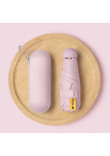 Çanta Için Mini Şemsiye - Küçük Kompakt Uv Şemsiye Koruma Güneş Cebi Hafif Şemsiye --- Pembe (Yurt Dışından)