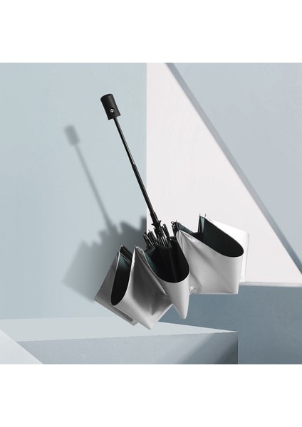 Titanyum Gümüş Tutkal Otomatik Üç Katlı Şemsiye Güneş Kremi Anti-Ultraviyole Üç Katlı Şemsiye Güneş Şemsiyesi Güneş ve Yağmur Çift Kullanımlı - Gök Mavisi (Yurt Dışından) indirimleri