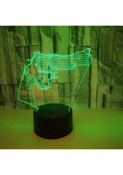 Optik Illusion 3D Tabanca Gece Işık Ht 16 Renk Değiştirme Uzaktan Kumanda Dokunmatik Anahtarı Dekor LED Masa Masa Lambası Noel Noel Doğum Günü Hediyesi (Stil B) (Yurt Dışından)