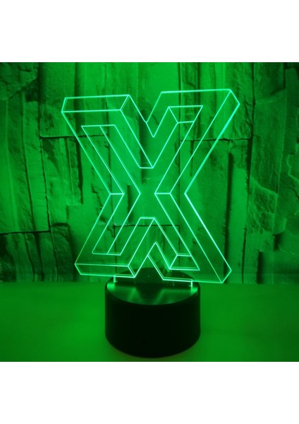 Optik Illusion 3D Mektup x Gece Ht Işık Ht 16 Renk Değiştirme Uzaktan Kumanda Dokunmatik Anahtarı Dekor LED Masa Masa Lambası Noel Noel Doğum Günü Hediyesi (Stil H) (Yurt Dışından)