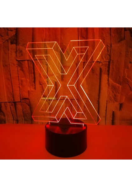Optik Illusion 3D Mektup x Gece Ht Işık Ht 16 Renk Değiştirme Uzaktan Kumanda Dokunmatik Anahtarı Dekor LED Masa Masa Lambası Noel Noel Doğum Günü Hediyesi (Stil H) (Yurt Dışından)