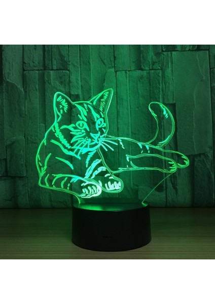 16 Renk Değişen Gece; Ht Lamba 3D Atmosfer Ampul Işık; Ht 3D Görsel Yanılsama LED Lamba Çocuklar Için Oyuncak Noel Doğum Günü Hediyeleri (Kedi) (Yurt Dışından)