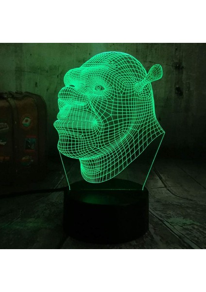 Karikatür 3D Etkisi Shrek Lamba 3D Optik Illusion Gece, Işık, Çocuklar Için En Iyi Hediye Uzaktan Kumanda USB Bebek Uyku Noel Doğum Günü Hediyesi Ev Dekor (Yurt Dışından)