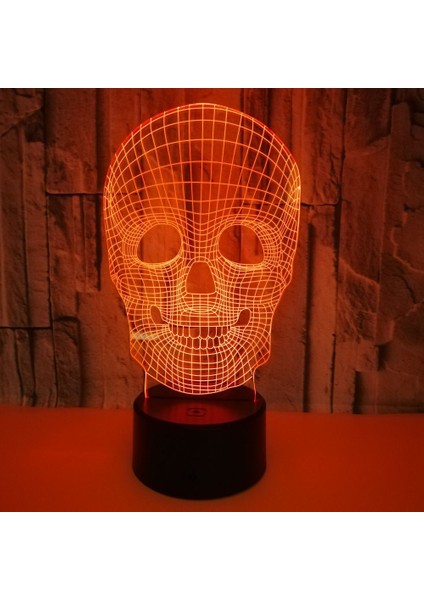 3D Kafatası Lambaları, 3D Gece Lambası, Inanılmaz Illusion Lambalar Gece Lambası LED Gece Lambası Çocuklar Için Optik Lamba Hediyesi 7 Renk Değişimi Görsel Lamba (Yurt Dışından)