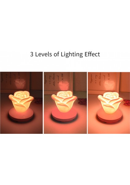 USB Şarj Gül Çiçek Gece Ht Işık Ht 3 Hızlı Dokunmatik Romantik Masa Lambası LED Silikon Atmosfer Işık Çocuklar ve Arkadaşlar Için Ht Hediye, Pembe (Yurt Dışından) modelleri