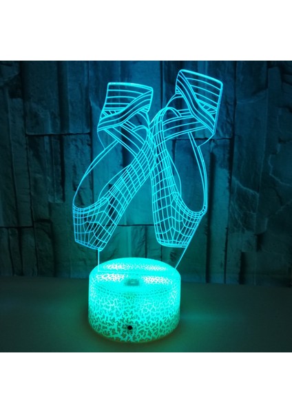 3D Dans Ayakkabıları Gece Işık Ht 16 Renk Değiştirme USB Uzaktan Kumanda Dokunmatik Dekor Lambası Optik Illusion Lamba LED Masa Masa Lambası Çocuklara Noel Hediyesi (Stil 10) (Yurt Dışından)