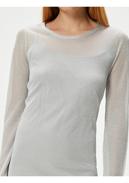 Midi Triko Elbise Simli Uzun Kollu Bisiklet Yaka indirimleri