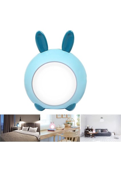 Sevimli Tavşan Çocuk Gece Lambası, Yatak Odası Için USB Şarj Edilebilir LED Dokunmatik Gece Lambası, Çocuk Odası, Erkek, Kız, Mavi (Yurt Dışından)