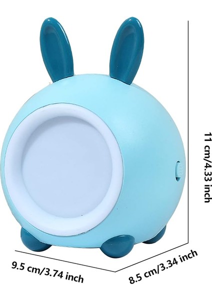 Sevimli Tavşan Çocuk Gece Lambası, Yatak Odası Için USB Şarj Edilebilir LED Dokunmatik Gece Lambası, Çocuk Odası, Erkek, Kız, Mavi (Yurt Dışından)