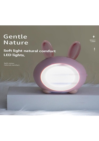 Sevimli Tavşan Çocuk Gece Lambası, Yatak Odası Için USB Şarj Edilebilir LED Dokunmatik Gece Lambası, Çocuk Odası, Erkek, Kız, Mavi (Yurt Dışından)