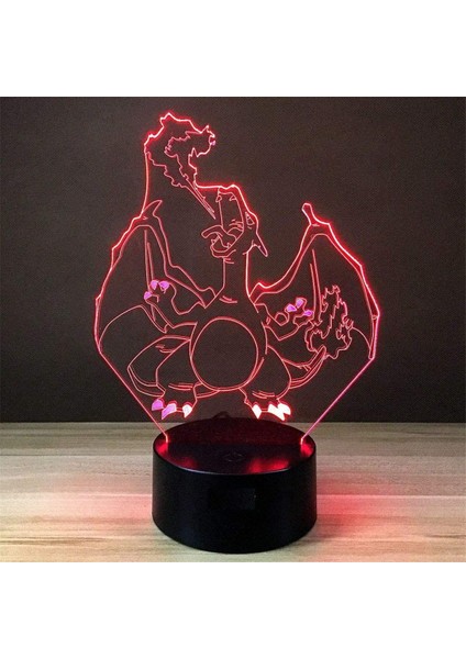 3D Optik Illüzyon Charizard Gece Oyuncak Lambası, Uzaktan Kumanda, Kısılabilir, Veya USB ile Çalışan, 7 Renk Değişimi Erkek Kız Bebek Için Noel Doğum Günü Hediyesi (Yurt Dışından)