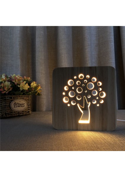 Işık;ht Ampul Gece;ht Işık;ht Ağaç Şekli Ahşap 3D Lamba Için Yaratıcı Ahşap Işık;hts Basit Dekoratif Işık;hts 3D Ahşap Oyma Desen LED Gece;ht Işık;ht Masa Için (Yurt Dışından)