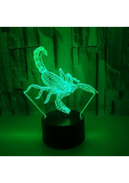 3D LED Illüzyon Lamba, Gece Işığı 16 Renk Kısılabilir USB ile Güçlendirilmiş Uzaktan Kumandalı Dokunmatik Kontrol Scorpion (Yurt Dışından) modelleri