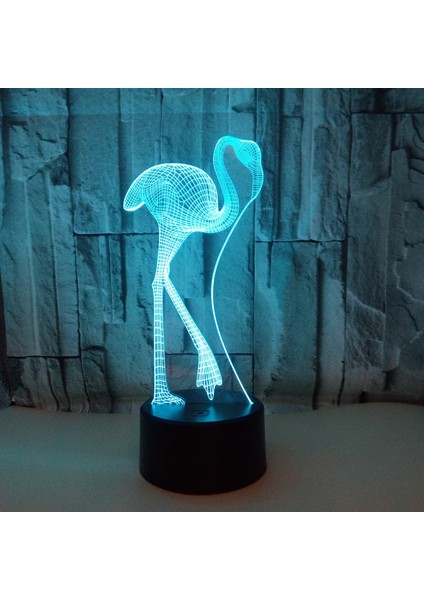 Optik Illüzyon 3D Flamingolar Gece Işık 16 Renk Değiştirme USB Powered Uzaktan Kumanda Dokunmatik Anahtarı Dekor Lamba LED Masa Masa Lambası Çocuk Noel Doğum Günü Hediyesi (Yurt Dışından)
