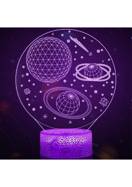 Outer Space 3D Illüzyon Lambası 7 Renk Değiştiren LED Gece Aydınlatması, Çocuk Odası Için Yenilikçi Dış Mekan Dekoru, Astronomi Hayranları Için Uzay Hediyeleri (Yurt Dışından) fiyatları