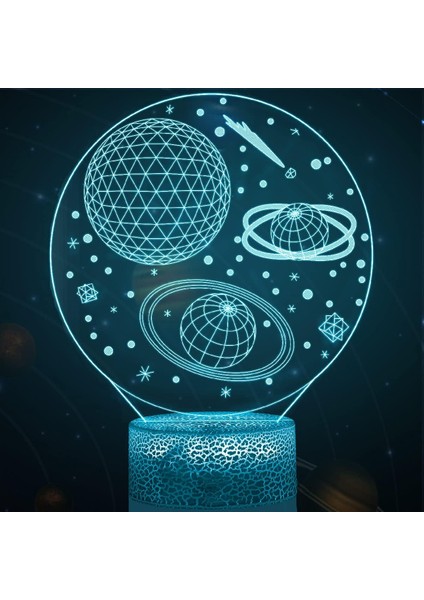 Outer Space 3D Illüzyon Lambası 7 Renk Değiştiren LED Gece Aydınlatması, Çocuk Odası Için Yenilikçi Dış Mekan Dekoru, Astronomi Hayranları Için Uzay Hediyeleri (Yurt Dışından) modelleri