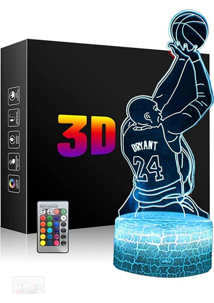 LED Basketbol Oyuncu Gece Işık Ht 3D Illusion Lamba Basketbol Oyuncu Hediye Işık Uzaktan Kumanda ile 16 Renk --- Cyberpunk (Yurt Dışından) fırsatları