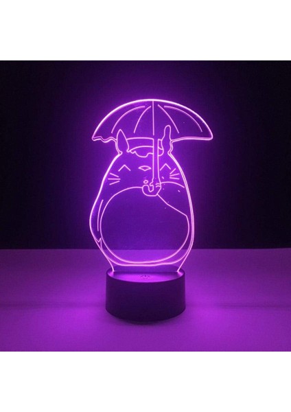 LED Gece Lambası Çocuklar Için 3D Lamba Erkek Kız Bebek Odası Dekor Güzel Çocuklar LED Gece Lambası Çocuk Hediye Totoro Şemsiye Doğum Günü Hediyesi Yatak Odası Gece Gecesi 16 Renk (Yurt Dışından)