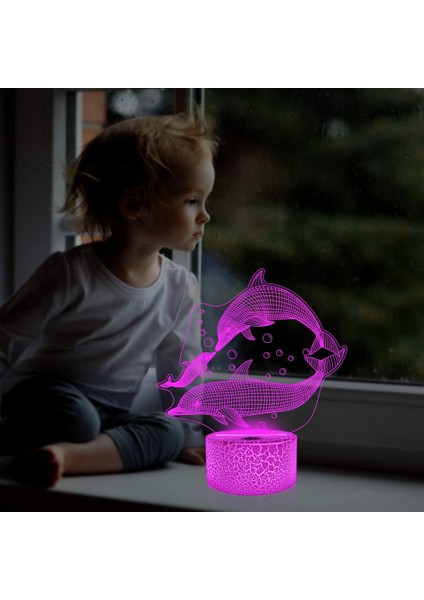 Yunus Gece Lambası Ht Lampeez 3D Optik Yanılsama Lambası 16 Renk Uzaktan Kumanda ile Çocuk Erkek ve Kız Çocukları Için Değişen Doğum Günü Hediyesi Fikri (Yurt Dışından)