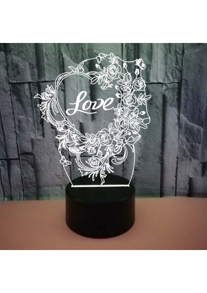 Love 3D Gece Işık Uzaktan Kumanda ile Akıllı Dokunmatik 3D Illusion Parti Arkadaşlık Düğün Yıldönümü Için LED Lamba --- Siyah Koltuk (Yurt Dışından)