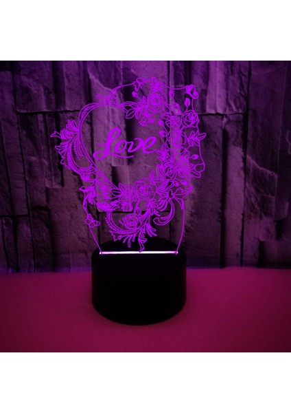 Love 3D Gece Işık Uzaktan Kumanda ile Akıllı Dokunmatik 3D Illusion Parti Arkadaşlık Düğün Yıldönümü Için LED Lamba --- Siyah Koltuk (Yurt Dışından)