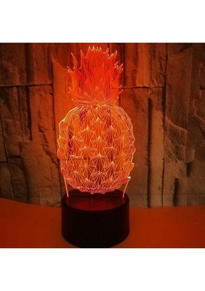 Ananas 3D Gece Işık Renkli Dokunmatik Uzaktan Kumandalı 3D Illüzyon Lamba --- Siyah Koltuk (Yurt Dışından)