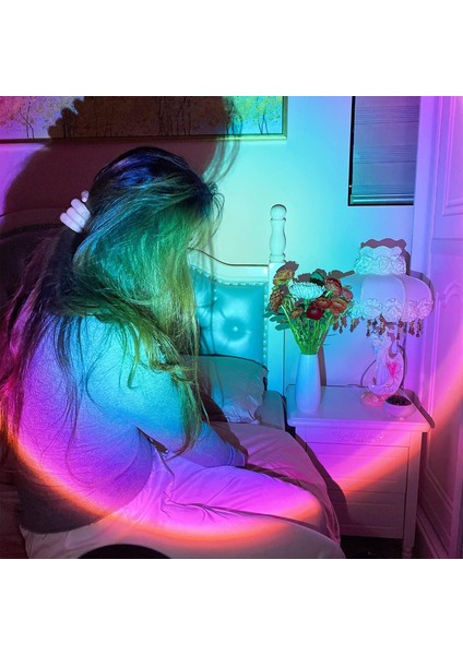 Gün Batımı Lambası Projektör Gökkuşağı Projeksiyon Lambası Romantik LED Gün Batımı Projeksiyon Işığı; Parti Fotoğraf Vlog Arka Plan Yatak Odası Için Ht (Gökkuşağı) (Yurt Dışından) modelleri