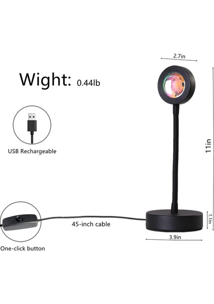 Gün Batımı Lambası Projektör Gökkuşağı Projeksiyon Lambası Romantik LED Gün Batımı Projeksiyon Işığı; Parti Fotoğraf Vlog Arka Plan Yatak Odası Için Ht (Gökkuşağı) (Yurt Dışından) indirimleri