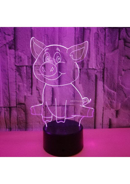 Karikatür Domuz Gece, Işık, Ht 3D Illusion Lamba Dokunmatik 7 Renk Değişen Yatak Odası Dekor Kız Çocuklar Doğum Günü Hediyesi Oyuncaklar Domuzlar Hediyeler (Yurt Dışından)