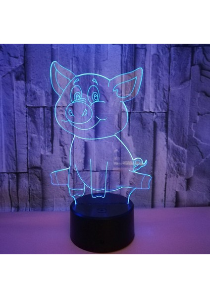 Karikatür Domuz Gece, Işık, Ht 3D Illusion Lamba Dokunmatik 7 Renk Değişen Yatak Odası Dekor Kız Çocuklar Doğum Günü Hediyesi Oyuncaklar Domuzlar Hediyeler (Yurt Dışından) fırsatları