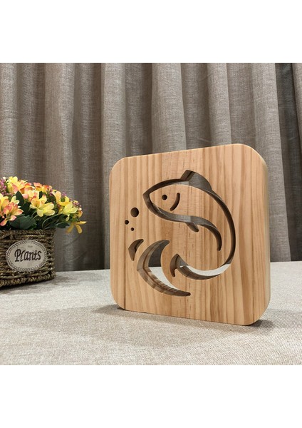 Balık Gecesi;ht Işık;ht Çocuklar Için Ahşap 3D Lamba Yaratıcı Ahşap Işık;hts Basit Dekoratif Işık;hts 3D Ahşap Oyma Desen LED Gece;ht Işık;ht Masa Için (Yurt Dışından)