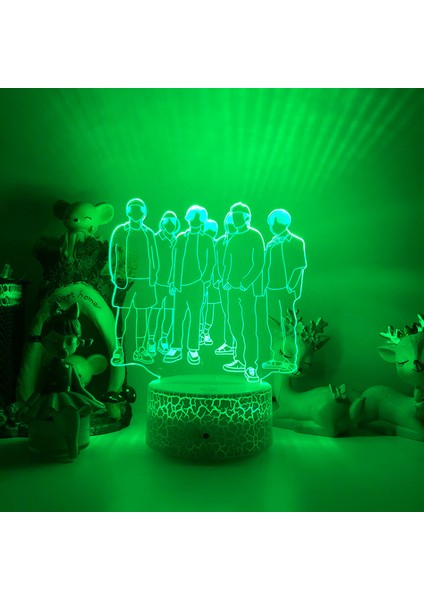3D LED Gece Aydınlatması Bts Şarkıcı Gençlik Ligi 3D Illusion Lamba Hayranlar Için Uzaktan Kumanda Yatak Odası Dekoru --- Stil B1（çatlak Koltuk） (Yurt Dışından)