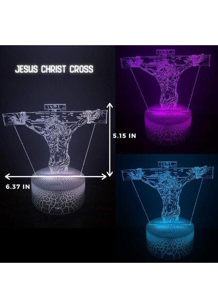 3D LED Gece Işık San Judas Isa Malverde Isa Mesih Çatlak Taban 7 Renkli USB Kablosu Dokunmatik Anahtarı Hediyeler, Noel, Sunaklar (Isa Haçı) Için En Iyisi (Yurt Dışından)