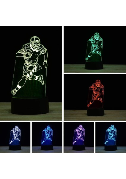 3D Illusion LED Gece Işığı, 7 Renk Kademeli Değişen Dokunmatik Anahtarı Tatil Hediyeleri Veya Ev Dekorasyonları Için USB Masa Lambası (Futbol Oyuncusu, Rugby Işığı; Ht) (Yurt Dışından) fiyatları