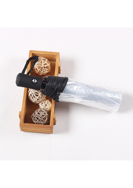 Otomatik Açılır Katlanır Şemsiye Şeffaf-Siyah (Yurt Dışından)