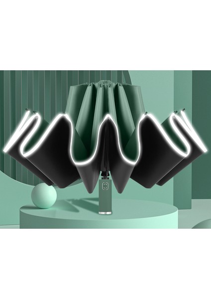 Otomatik Katlanır Şemsiye Ağır Yağmur Güneş Koruyucu Çift Kullanımlı Güneş Koruyucu Anti-Ultraviyole Güneş Şemsiyesi Zeytin Yeşili 10 Kemik (Yurt Dışından)