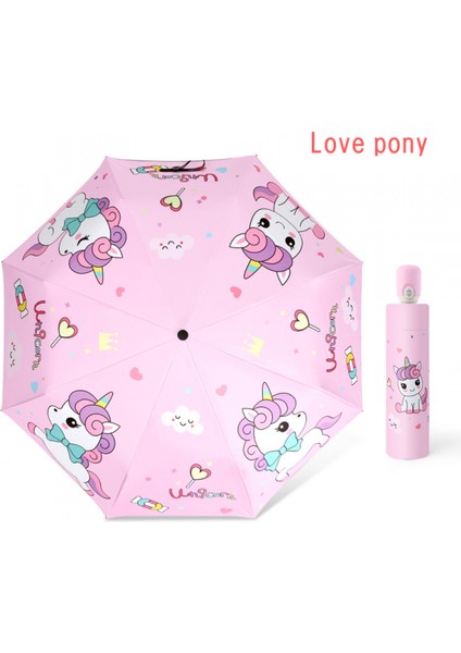 Şemsiye Katlanır Ultra Hafif Geri Çekilebilir Otomatik Şemsiye Öğrenciler Erkek ve Kadın Güneşlik Güneş Koruyucu Güneş Şemsiyesi Üç Kat Güneşli ve Yağmurlu Çocuk Şemsiyesi (Yurt Dışından)