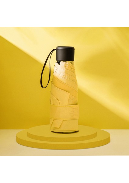 Beş Katlı Şemsiye Katlanır Güneş Koruyucu Güneş Şemsiyesi Güneş Şemsiyesi Düz Renk Mini Beş Katlı Şemsiye ------ Sarı (Yurt Dışından)