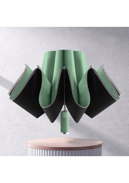 （koyu Yeşil） Lacivert Rüzgar Geçirmez Şemsiye Ters Katlanır Şemsiye Su Geçirmez Ters Seyahat Şemsiyesi Otomatik Açma ve Kapama Gece Yansıtıcı Şeritlerle Anti-Uv (Yurt Dışından)