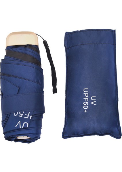 Lacivert Düz Blok Işık) Büyük Ultra Hafif Küçük Beş Katlı Şemsiye Güneş Koruyucu Güneşlik Güneşlik Anti-Ultraviyole Şemsiye Mini Güneş Şemsiyeleri ve Yağmur Şemsiyeleri (Yurt Dışından)