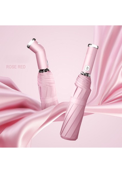 El Feneri-Sakura Tozu 10 Kemik LED Işık ile Otomatik Şemsiye Gece Üç Katlı Vinil Şeffaf Şemsiye Işıklı Şemsiye Güneş Şemsiyesi (Yurt Dışından)