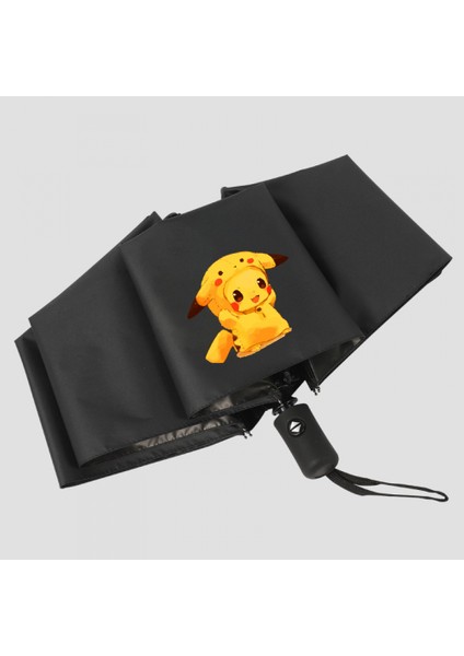 Sevimli Pikachu Otomatik Yağmur ve Parlaklık Çift Kullanımlı Şemsiye Erkek ve Kadın Katlanır Şemsiye Yaratıcı Trend Güneşlik Güneş Şemsiyesi (Yurt Dışından)